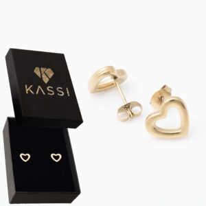 Kolczyki pozłacane stal chirurgiczna sztyft serduszka złote delikatne serca