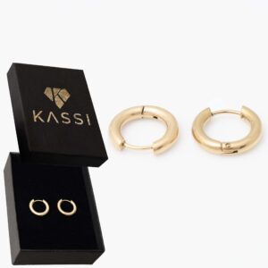 Kolczyki pozłacane stal chirurgiczna kółka grube zatrzask złote klasyczne