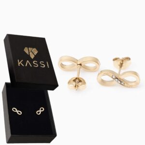 Kolczyki pozłacane stal chirurgiczna sztyft nieskończoność złote z cyrkoniami