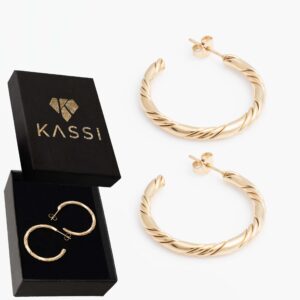 Kolczyki pozłacane stal chirurgiczna duże kółka plecione grube złote eleganckie