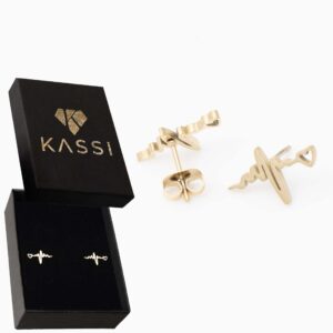 Kolczyki pozłacane stal chirurgiczna sztyft linia życia serce złote puls