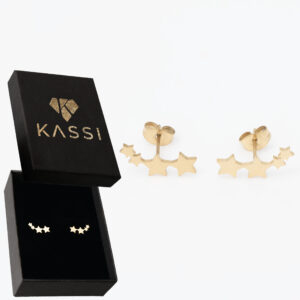 Kolczyki pozłacane stal chirurgiczna sztyft gwiazdki wiszące złote trzy gwiazdki