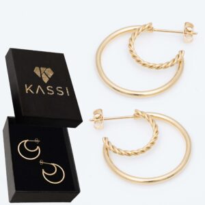 Modne Złote Kolczyki Kółka Skręcone Pozłacane Stal Chirurgiczna