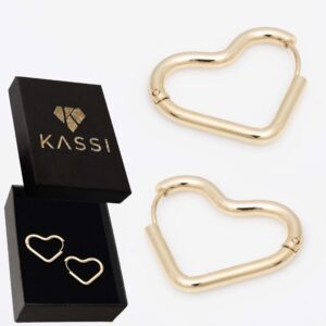 Złote Kolczyki Serca Koła Pozłacane Stal Chirurgiczna Modne