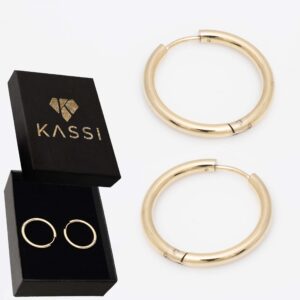 Minimalistyczne Złote Kolczyki Kółka Gładkie Pozłacane Stal Chirurgiczna