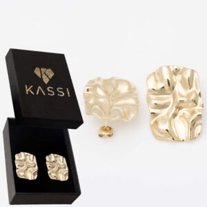 Kolczyki Abstrakcyjne Organiczne Faliste Pozłacane Stal Chirurgiczna