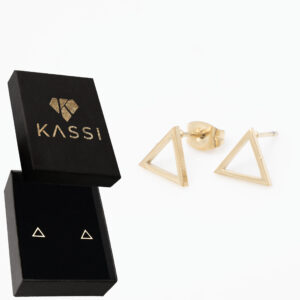 Kolczyki złote sztyft trójkąt stal chirurgiczna pozłacane 585