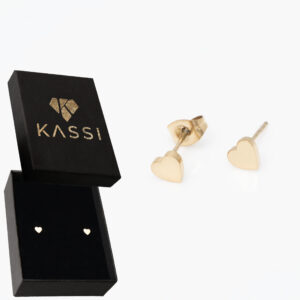 Kolczyki złote Sztyft serce stal chirurgiczna pozłacane złoto 585 serca