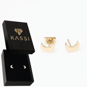 Kolczyki złote Sztyft księżyc stal chirurgiczna pozłacane złoto 585 księżyce