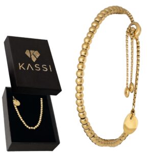 Damska Bransoletka Kulki Przesuwna Regulacja Stal Nierdzewna Złoto
