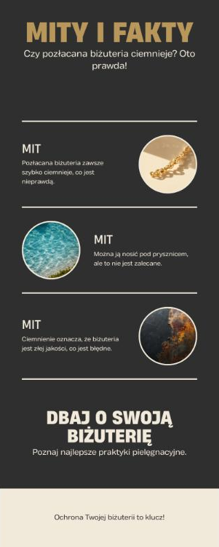 Infografika obalająca mity o ciemnieniu pozłacanej biżuterii